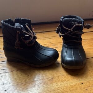 Sperry Kids Black and Brown Rain Boots